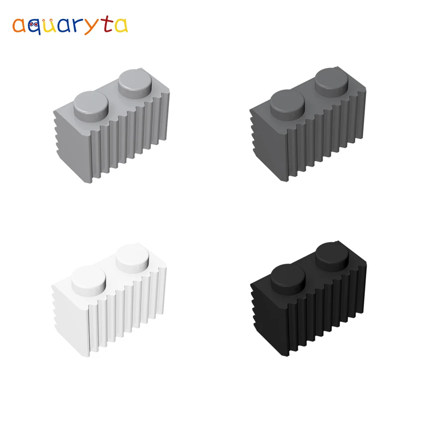 

Aquaryta 50pcs Modified 1x2 with Grille Flutes Military Wall Building Block MOC Part Brick Compatible with 2877 DIY Toy for Teen