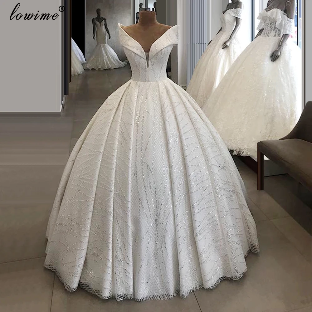 Белое свадебное платье Ближнего Востока бальное принцессы с блестками Vestidos De Noiva