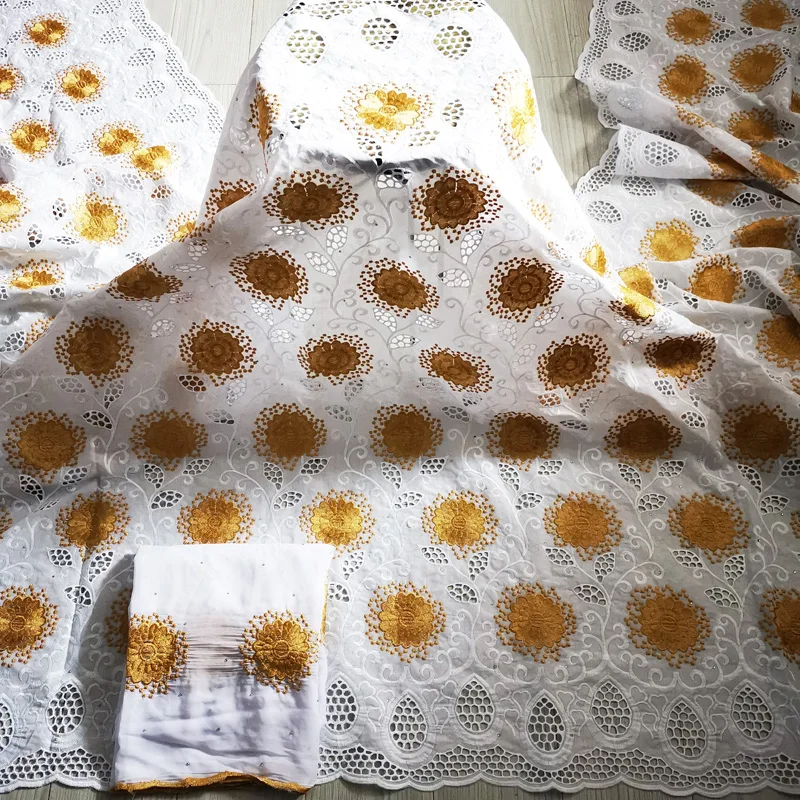 

Party Q 5+2 Yards African Bazin Riche Fabric With Brode Latest Fashion Embroidery Bazin Lace Fabric With Scarf With Net Lace