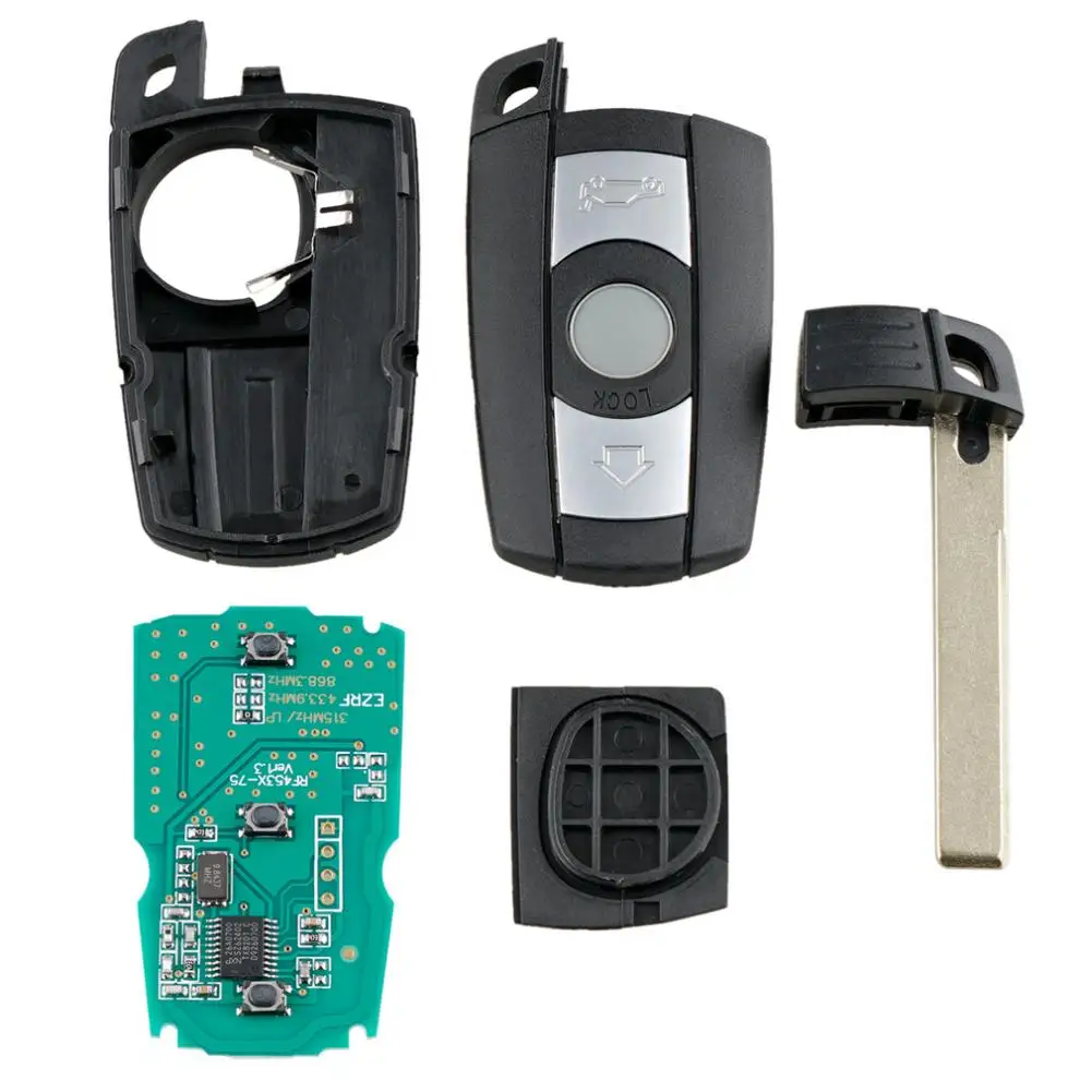 433Mhz 3 Buttons Remote Auto Car Key Fob with PCF7945 Chip KR55WK49127 Fit for BMW 5 Series X1 X6 Z4 E60 E70 E71 E91 E92 CAS3 | Автомобили