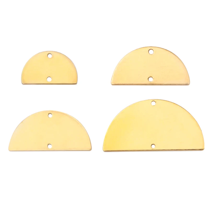 

20pcs Raw Brass Semicircle Connectors Half Round With 2 Holes Pendant Charms Earring Findings Supplies Disc For stamping Making