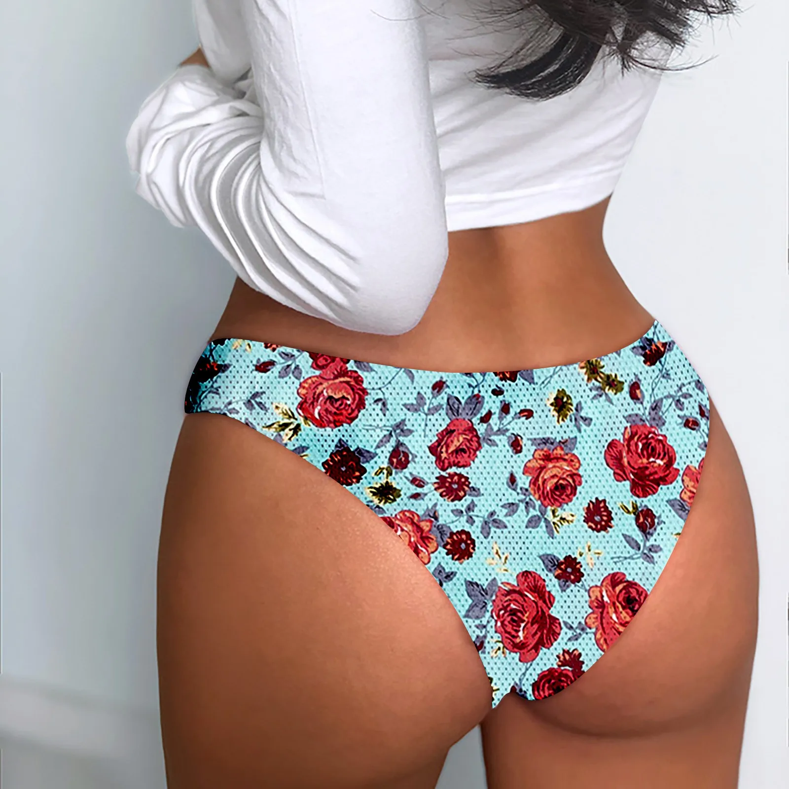 Трусы женские шелковые бесшовные с цветочным принтом дышащие | Женская одежда