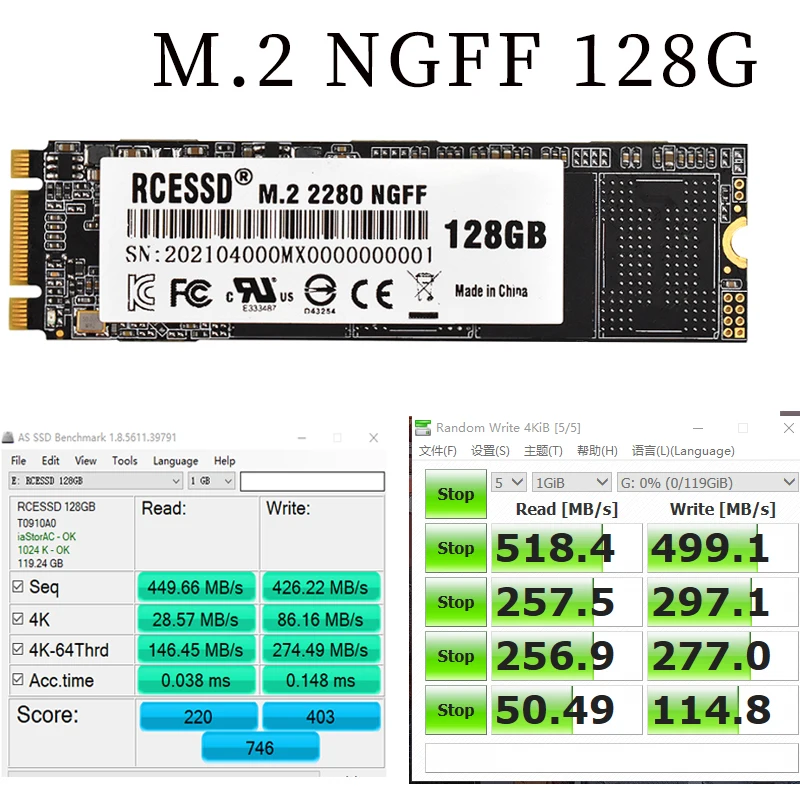Твердотельный накопитель RCESSD M.2 ssd M2 128 ГБ NGFF 2280 512 ТБ внутренний жесткий диск hdd SSD