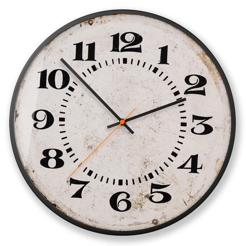 

American-Style Metal Wall Clock Retro Wall Watches Home Decor Large Silent Shabby Chic Kitchen Clocks Horloge Mural Gift FZ856