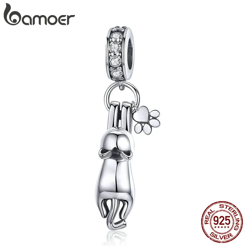 Лидер продаж Стерлинговое Серебро 925 пробы BAMOER клейкие Подвески с кошачьими