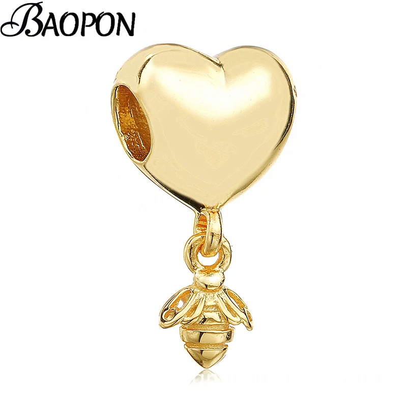 2 шт./лот подвеска золотого цвета с сердечками и пчелами подходит для прекрасных