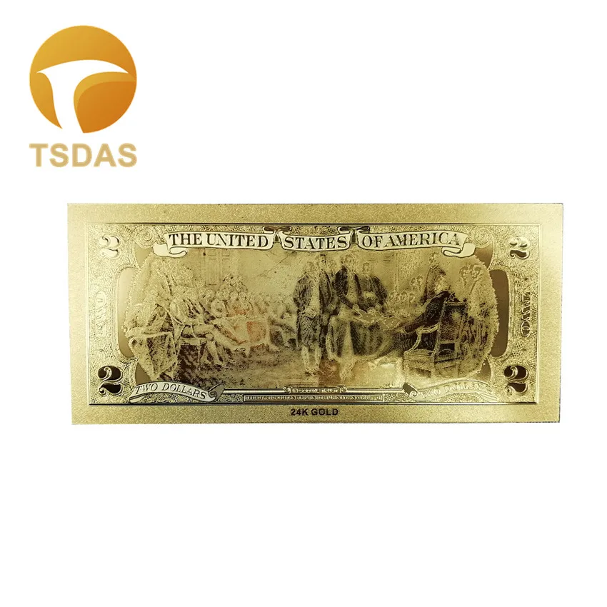 10pcs/lot USD 2 Dollar Gold Foil Banknote Colletion Gifts America Plated Drop Ship | Дом и сад