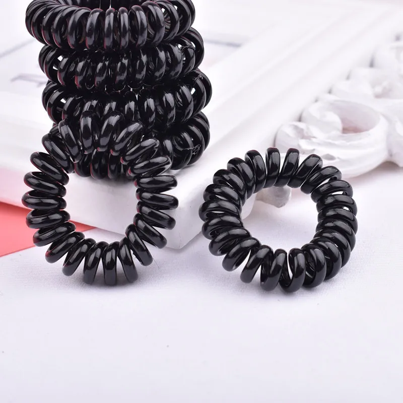 Black 5 шт./компл. 3,5 см прозрачные черные Кристальные эластичные резинки для волос для девочек заколки для волос держатель для конского хвоста резинка для телефона проволока резинка для волос на голове - Цвет: Black