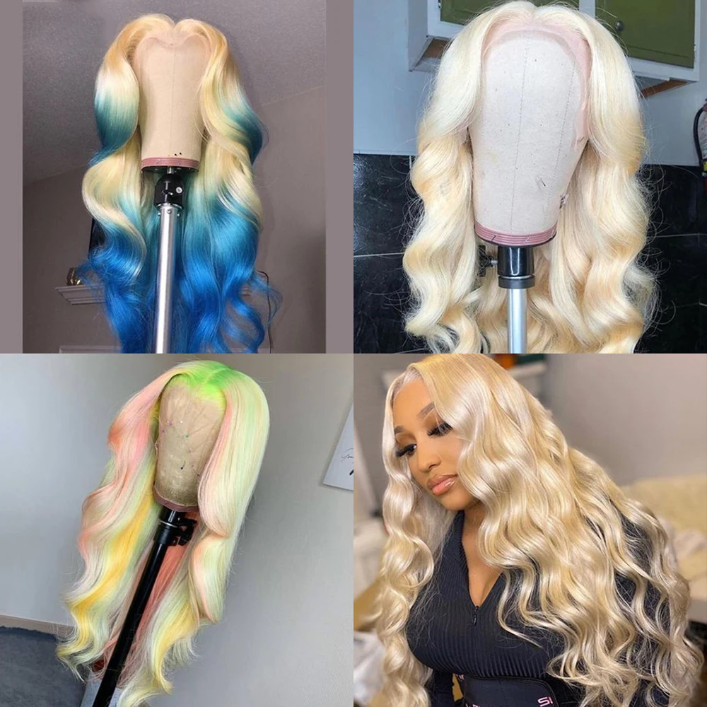 

613 Blonde Lace Front Wig For Women Remy Body Wave Transparent Lace Frontal Wig Blonde Bone Straight Human Hair Wig