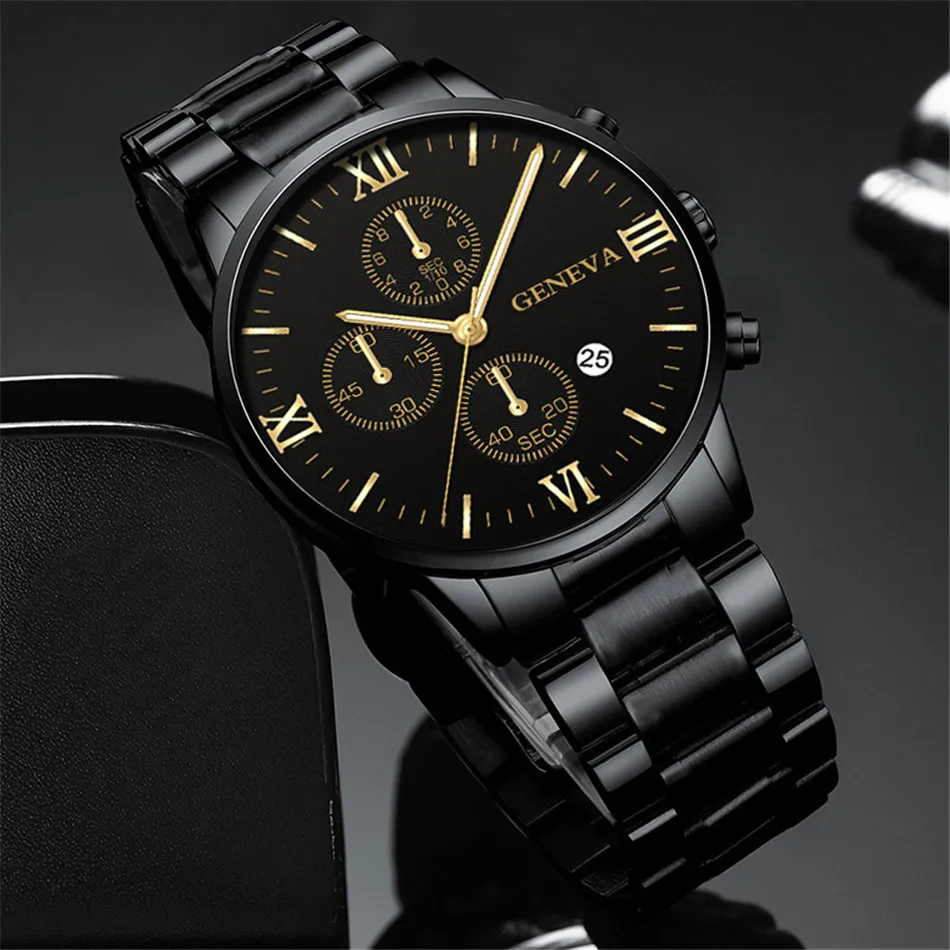 Watch Men Fashion Business Watches Luxury Calendar Clock Man Stainless Steel Quartz Wrist Watch reloj hombre