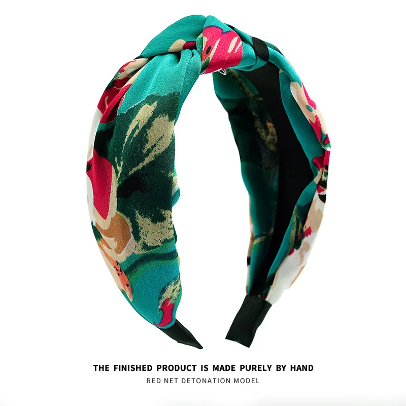 

Korean Floral Face Wash Hair Band Women Simple Knot in the Middle Non-Slip Cross Wide Edge Headband Hairpin Female Hair Fixer