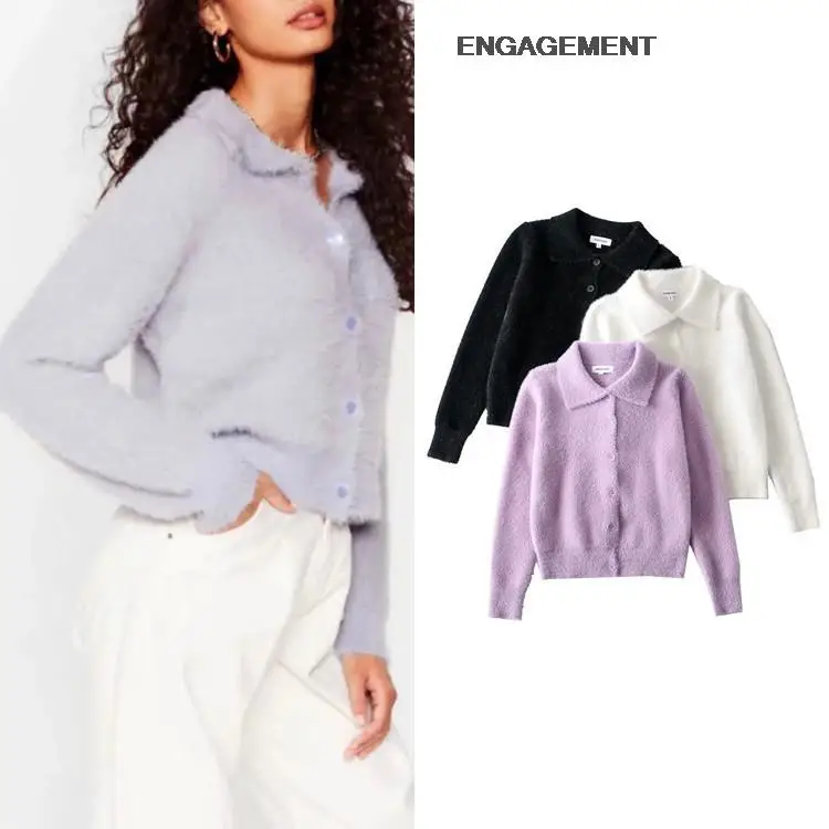 

ENGAGEMENT za 2021 female Fashion all-match solid color knit sweater top autumn women sweater coat