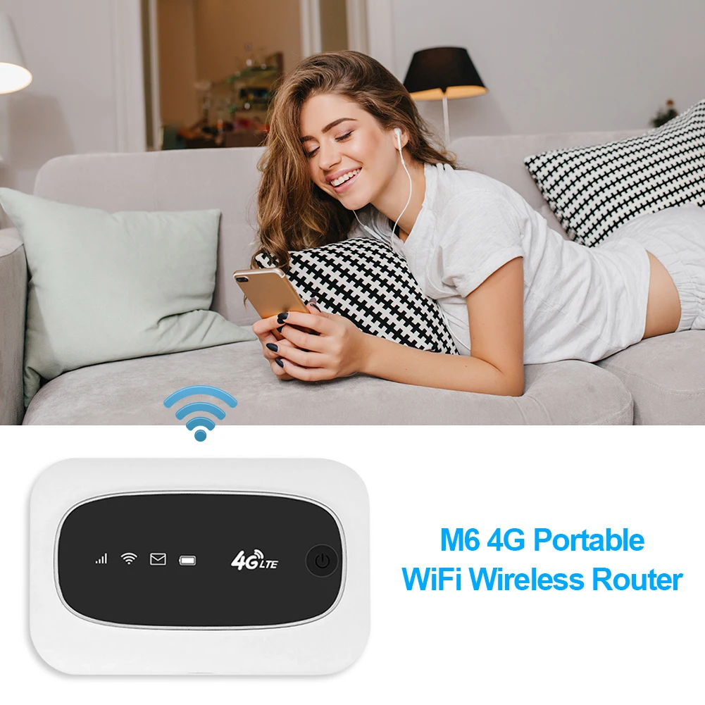 

ALLOYSEED M6 4G LTE Mobile WiFi Router Hotspot Dongle Antenna Network Wireless Internet Router with TF Card Slot SIM Card Slot