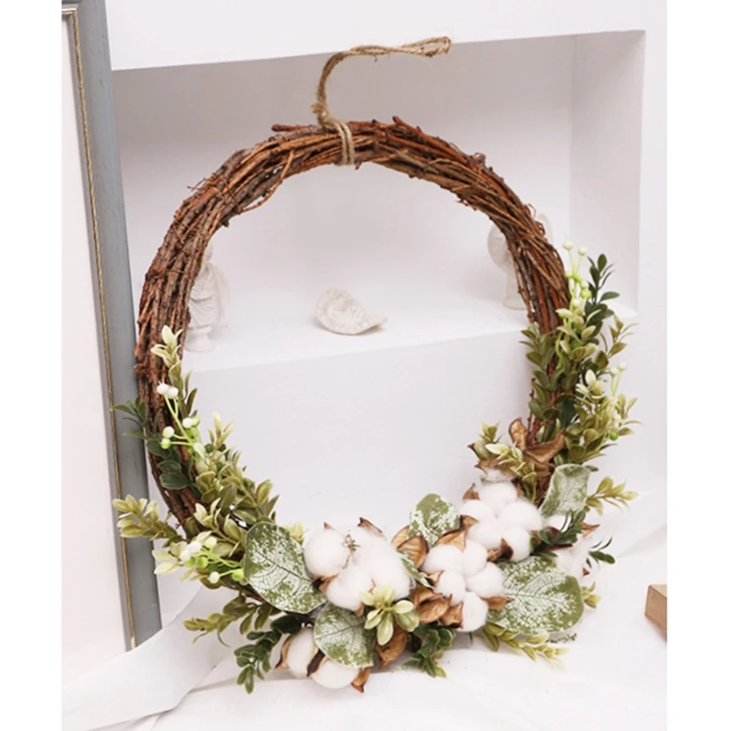 

DIY Crafts Easter Garland Rattan Wreath Artificial Flower Plant Home Window Wall Door Hanging Decoration LXAC