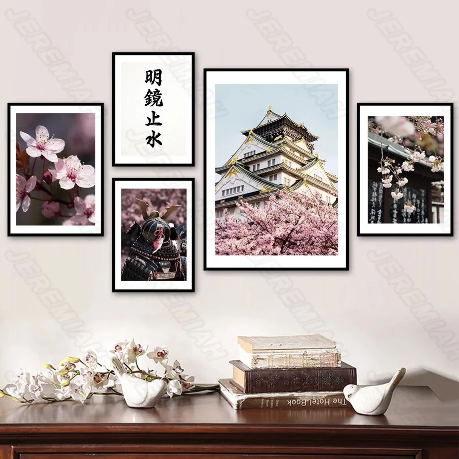 

Ancient Building Peach Blossoms, Chinese Style Waterproof Ink Painting, Print Painting, Modern Bedroom Decoration