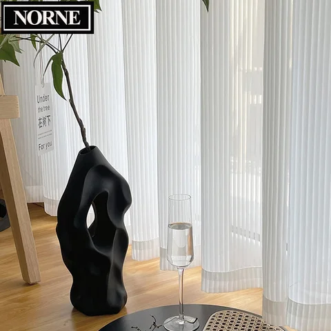 NORNE-белые прозрачные шторы для гостиной, оконная вуаль, роскошный шифон, однотонный, тюль, стиль ШАМБРЕ, спальня