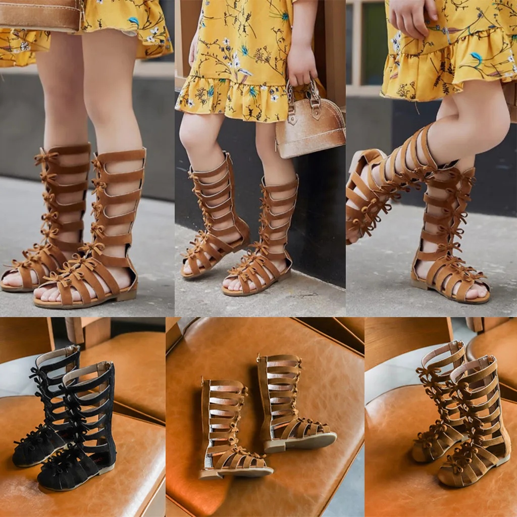 2020 сандалии для маленьких девочек римская обувь принцессы на молнии с открытым