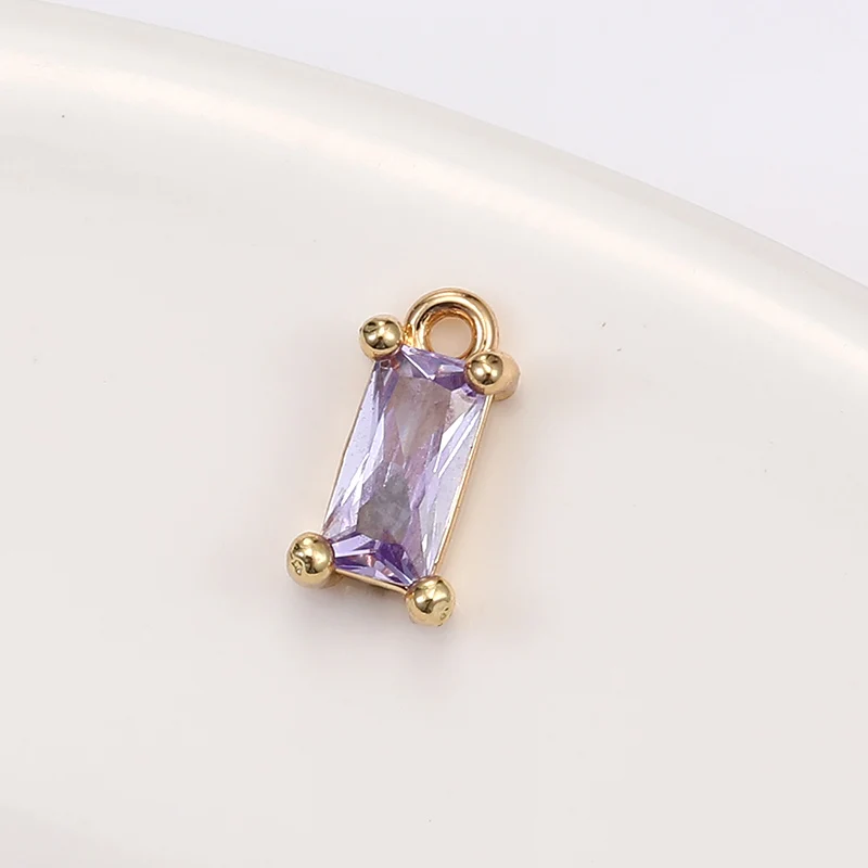 

10PCS/Lot Colorful Zircon Glass Crystal Rectangle Charms Pendants For Jewelry Making Finding Accessories