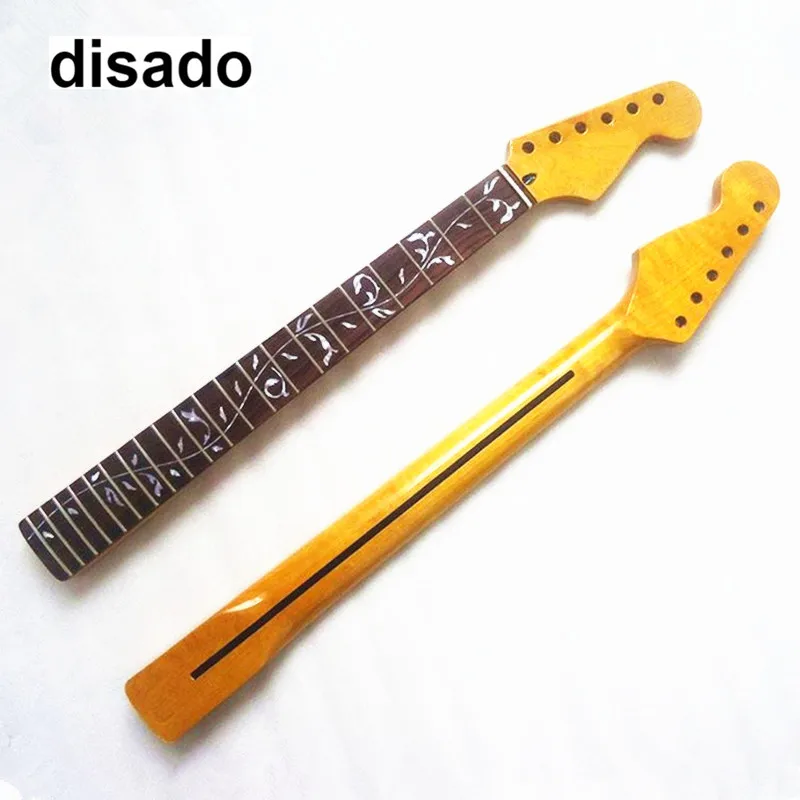 Disado 21 22 Frets Inlay Tree Of Life Maple Electric Guitar Neck Yellow Glossy Paint Guitar Accessories Parts Wholesale enlarge