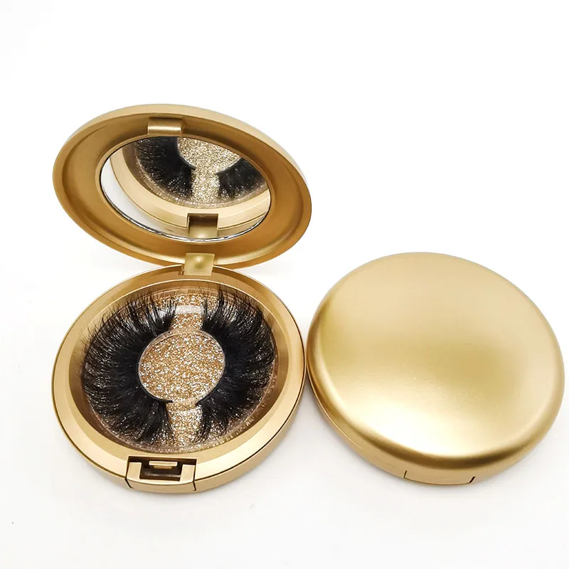Пустой круглый чехол для хранения зеркальная коробка ресниц магнитная и