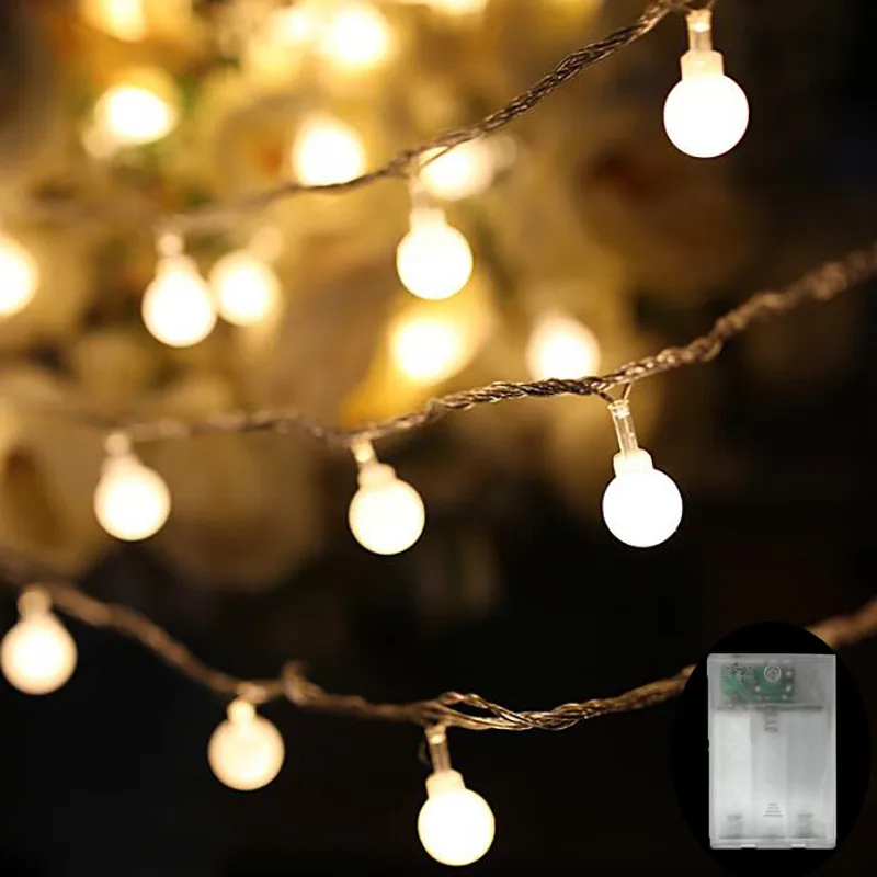 

Christmas 2021 Garland LED Ball String Lights Merry Christmas Decor for Home Navidad Christmas Ornaments Xmas Gift New Year 2022