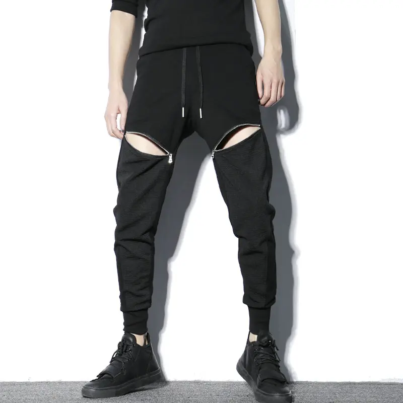 

Darkly Style Korean Hip Hop Pants Men Fashion Streetwear Pencil Harem Pants Elastic Waist With Zipper Black Hiphop Pants Joggers