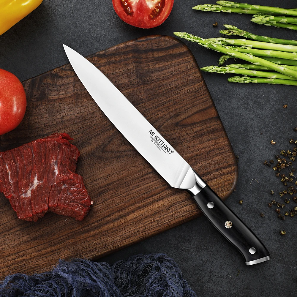 

Нож для нарезки овощей, рыбы, мяса, 8 дюймов, Профессиональные Кухонные ножи, Германия, 1.4116 сталь, деревянная ручка