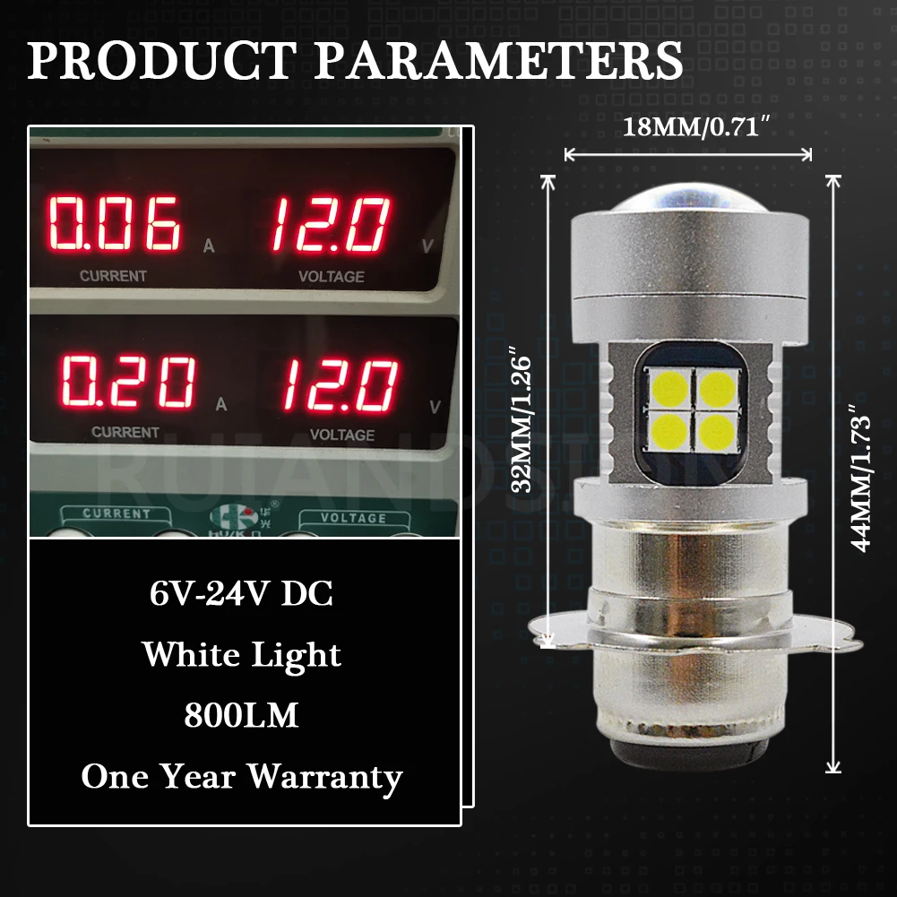 1PC 6-24V DC Motorcycle Headlight Bulbs P15D-25-3 LED High Low beam Motorbike Lamps Conversion Kit 800LM 6000K 6V 12V - купить по