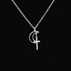 Модное ожерелье с полым крестом в форме полумесяца, женское и мужское украшение на удачу, классическое амулетное ожерелье