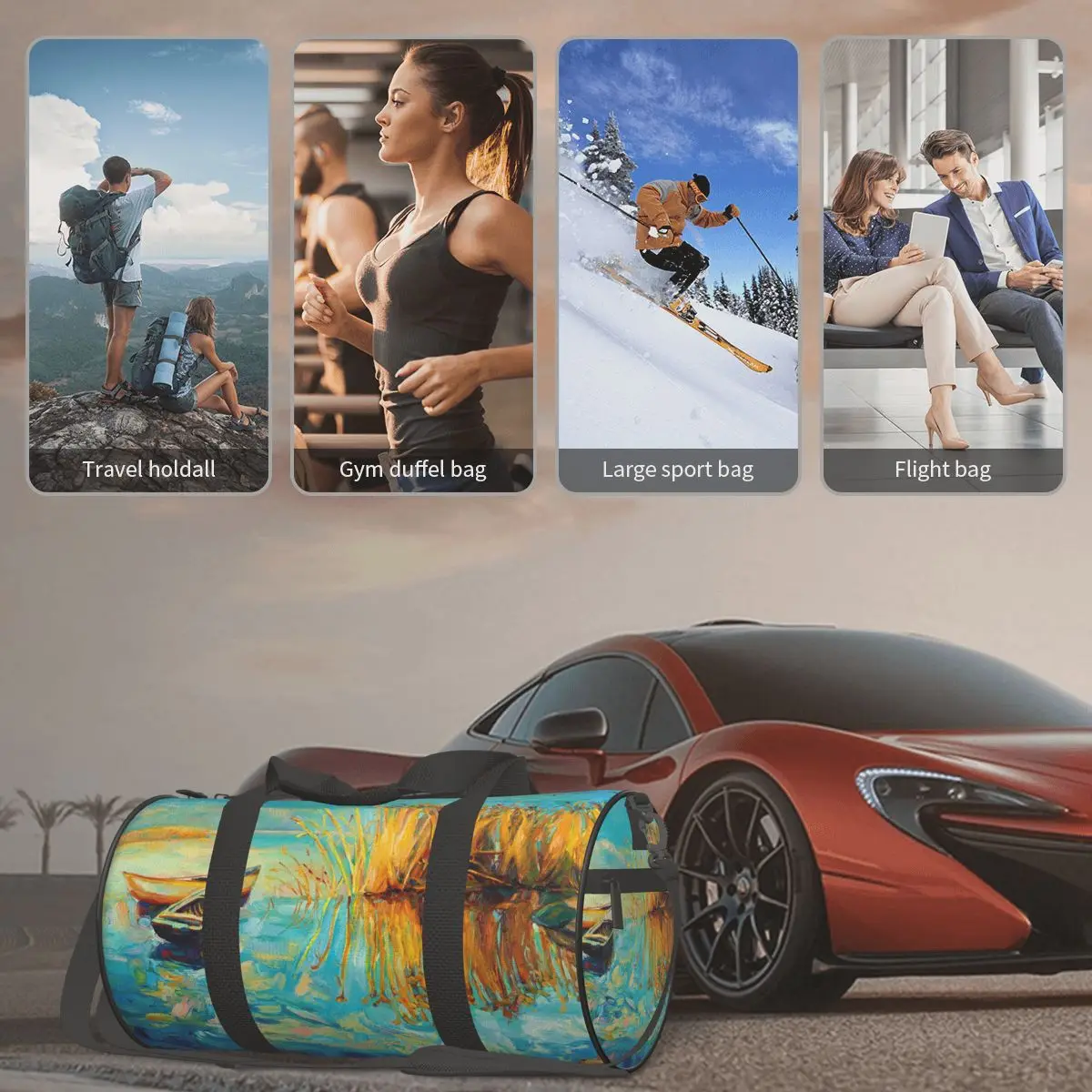 

Travel Bag Duffle Baeutiful Lake Fitness Bag Handbag Bag Luggage Shoulder Bag Zipper Weekend Sport Gym Bag