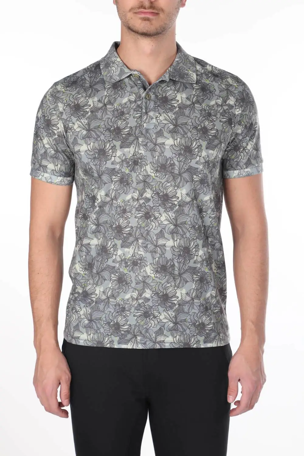 

Mens Floral Pattern Polo Neck T-Shirt