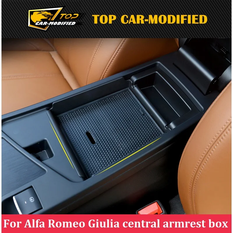 

Free shipping car central armrest box high quality ABS material center console tray organizer for Alfa Romeo Giulia