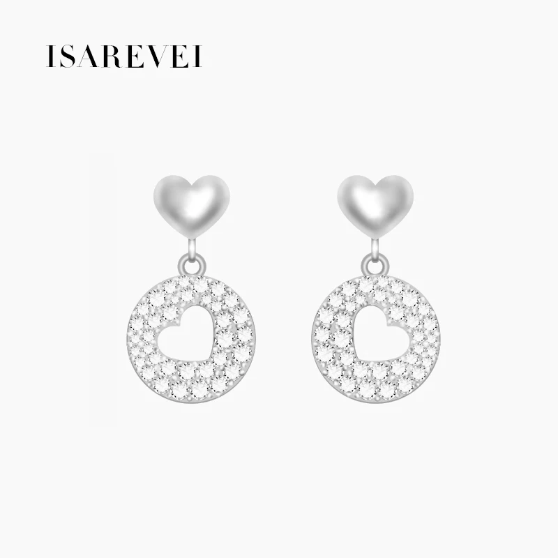 Heart Drop Earrings 925 Sterling Silver Pixel Charm Zircon Jewelry Accessories For Women