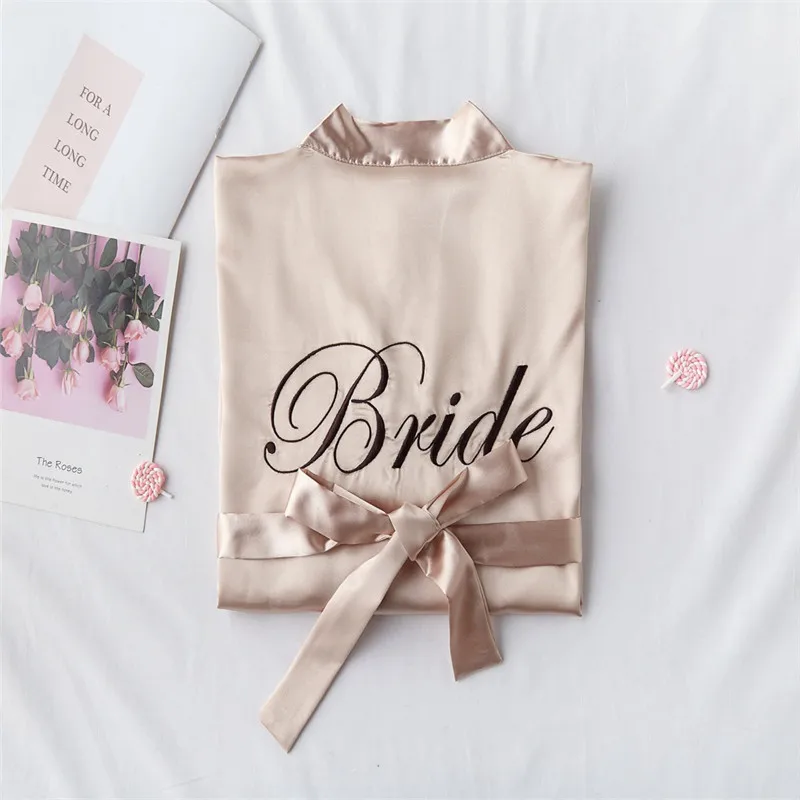 

Wedding Bride Bridesmaid Robe Sleepwear Sexy Women Kimono Bathrobe Dress Bride To Be Bride Party Bridesmaid Gift Fairy Dress