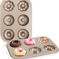 new 6 holes carbon steel nonstick cake donut mold kitchen baking tools bread biscuit baking pan