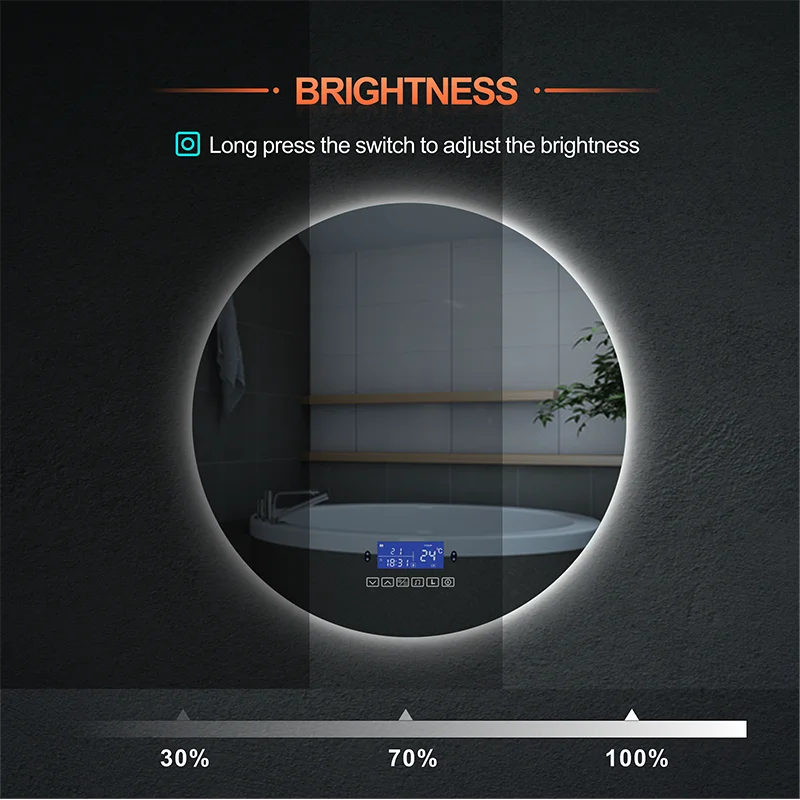 

My Face New Round Wall Mounted LED Vanity Bathroom Makeup Mirror Defogging with Bluetooth Speaker smart mirror