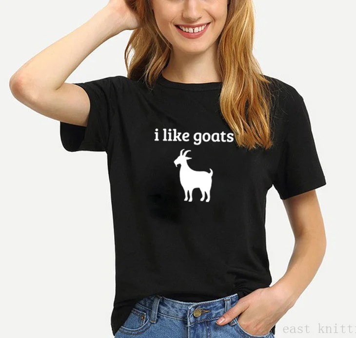 

Women O-neck Christmas T Shirt Women Casual Tee Shirt Femme I Like Goats Printed Short Sleeve T Shirt