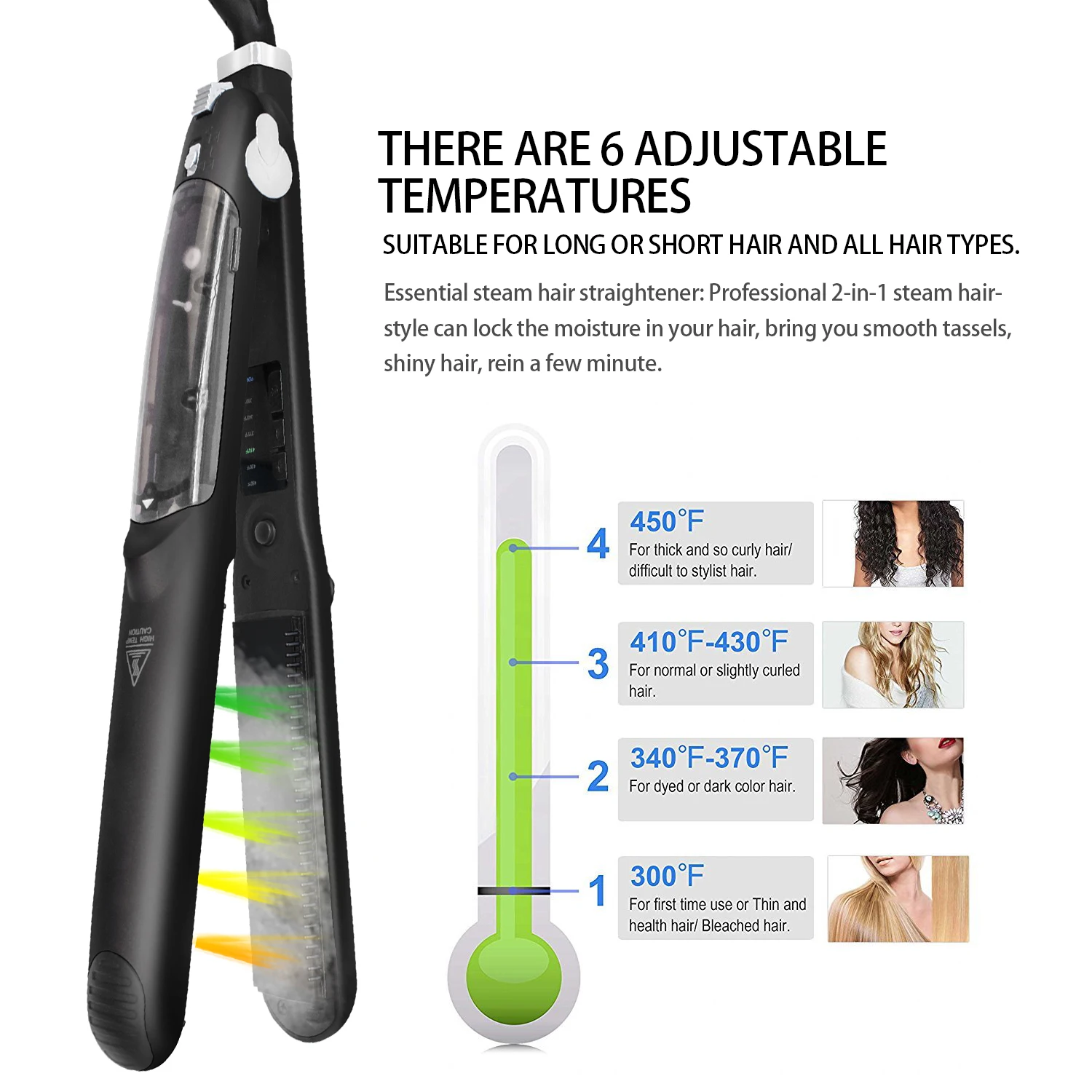 

2022 Hair Straightener Steam with Water Tank Ceramic Hair Iron Steam Hair Curler Professional Curling Iron Hair Styler Tools