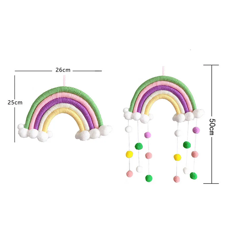 Colgante de cuerda de lana/algod&oacute;n tejido a mano de nube de arco&iacute;ris de estilo n&oacute;rdico, accesorios para fotos, Bola de fieltro multiusos, bricolaje-5
