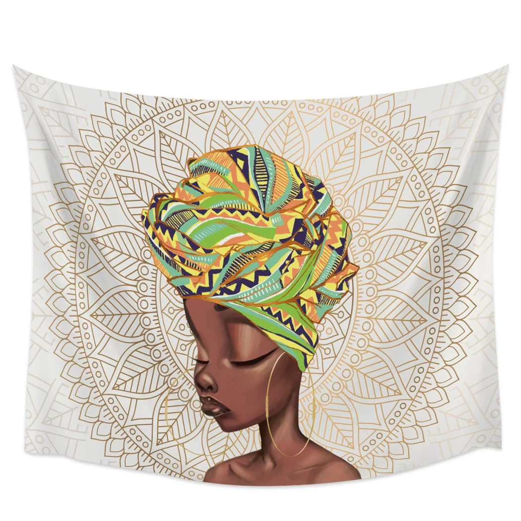 Африканская девочка Серый Полиэстер Настенный декор покрывало гобелен