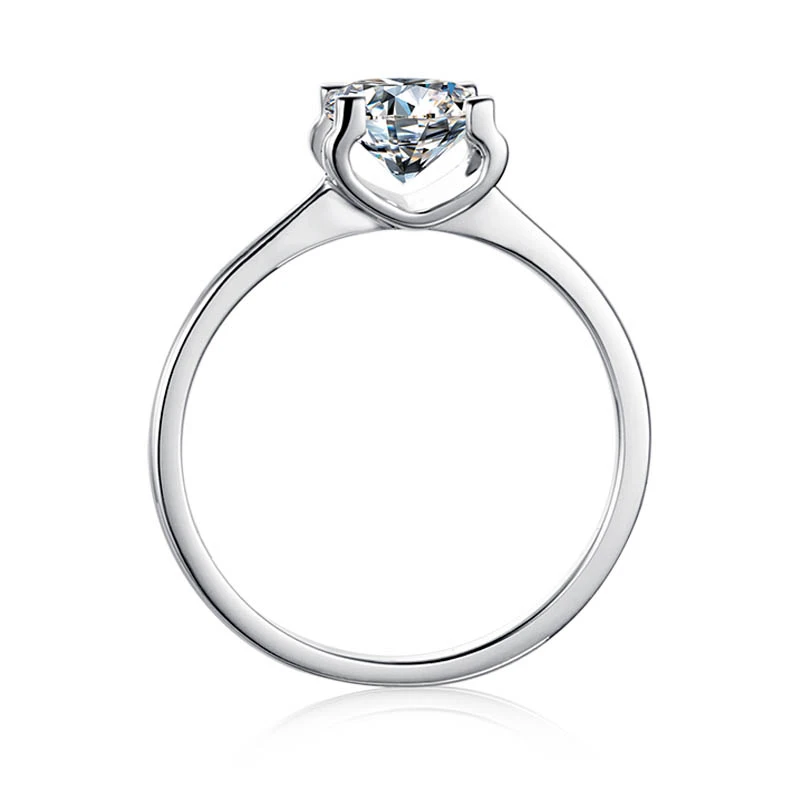 

White Gold Plated 925 Silver Main Stone 1ct MoissaniteS Ring Classic bull head four-claw claw setting rings for women M04A