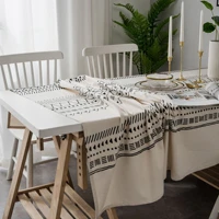 black and white print table cloth cotton linen wrinkle free anti fading tablecloths washable table cover for kitchen dinning p