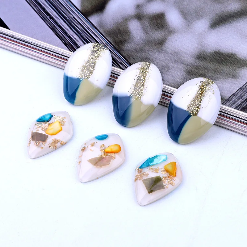 5 шт. геометрические сплавные Золотые Фольга Смола Кабошон серьги фурнитура