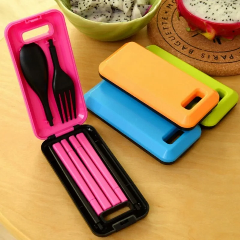 Портативные 3 в 1 отделяемые Съемные пластиковые палочки для еды ложка вилка