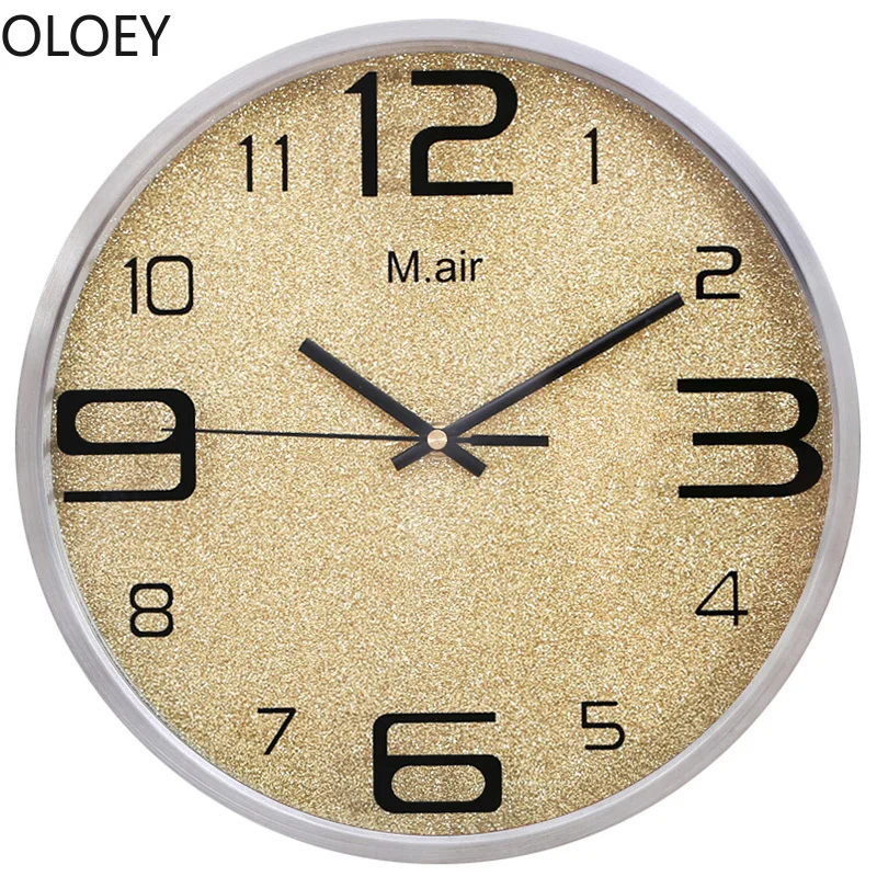 Большие настенные часы черные металлические креативные с бесшумным механизмом