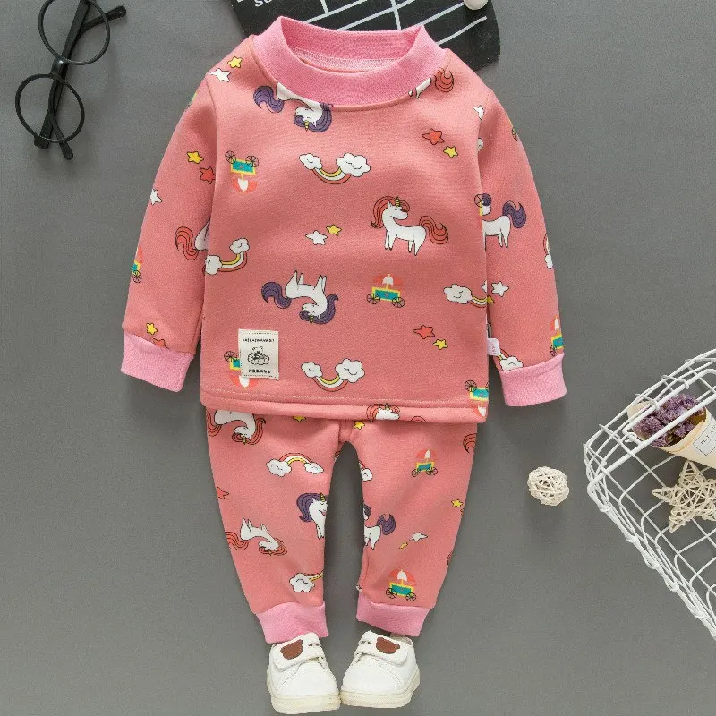 8088 unicorn SAILEROAD/Детские пижамы для девочек; пижамный комплект с единорогом; детская пижама с динозавром; Теплая Бархатная домашняя одежда для детей; костюм; хлопковые пижамы - Цвет: 8088 unicorn