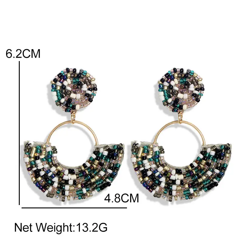 JJFOUCS Модные ручной работы из бисера серьги для женщин геометрические красочные
