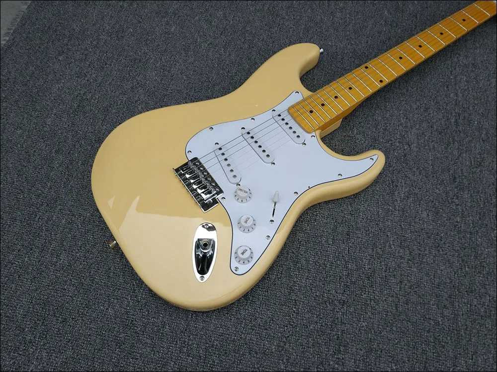 2020 Высококачественная электрогитара в стиле ST корпус молочно-желтого цвета