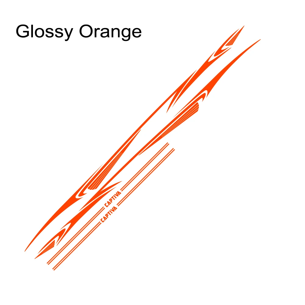 Glossy Orange 2 шт. для Chevrolet Captiva Автомобильная длинная Боковая дверь стикер DIY виниловая пленка авто Спорт Стайлинг наклейки автомобильные принадлежности для тюнинга - Название цвета: Glossy Orange