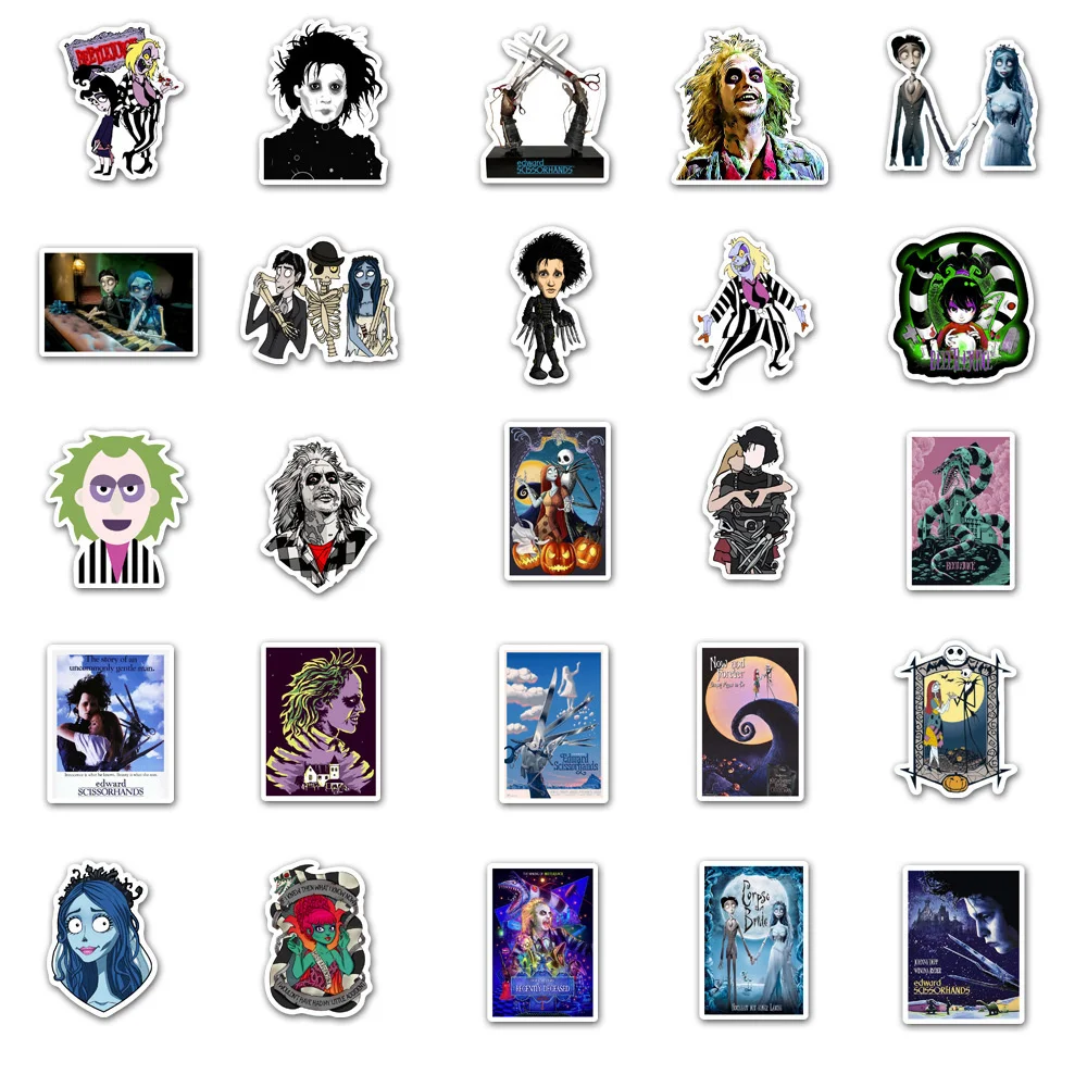 10/30/50PCS Tim Burton Film Series Graffiti Waterproof Sticker Suitcase Notebook Refrigerator Skateboard HelmetWaterCupWholesale - купить по